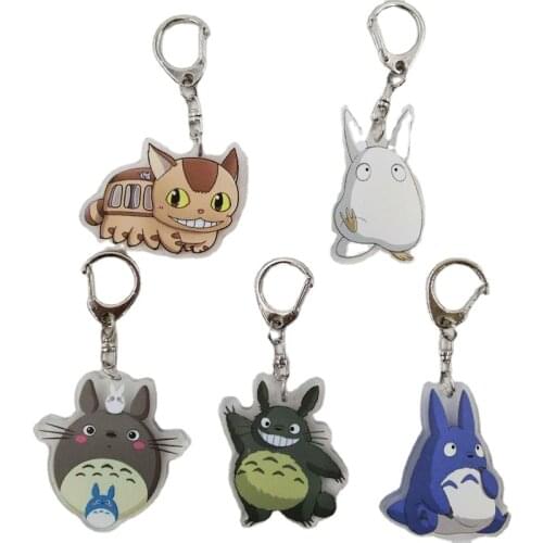 Tonari no Totoro Anime Keychain Acrylic Action Toy Key Chain 3D Cartoon Key Ring Children Trinket Birthday Gift Key Holder