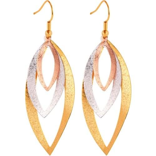 Three Color With Three Layers Plant Drop Earring For Women Gold Color Trendy For Gift Women Jewelry E241