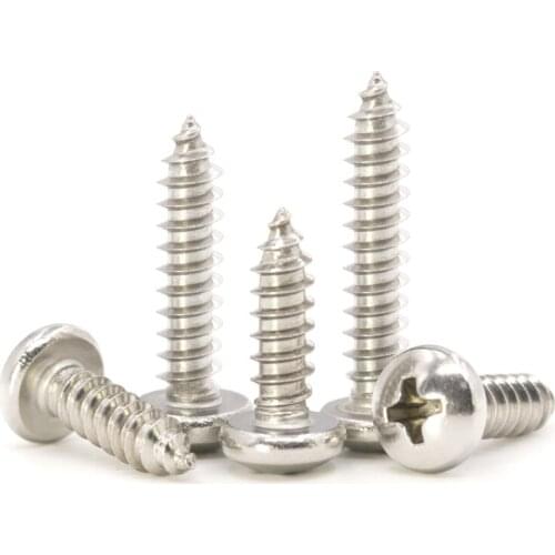 Pan Head Screw Cross Phillips Metric Threaded Round Head Self-Tapping Bolt 304 Stainless Steel M3 M3.5 M4 M5