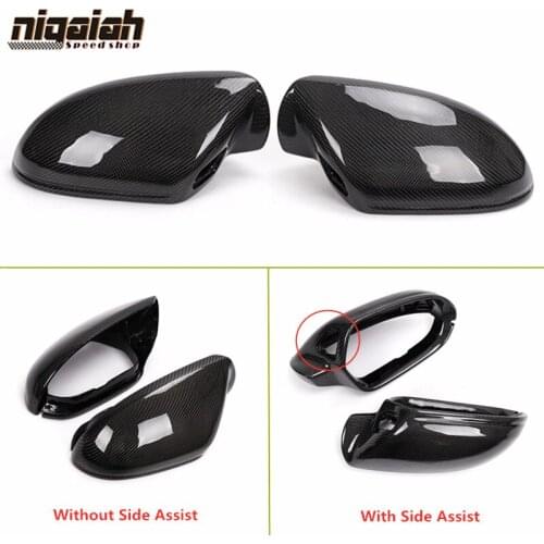 1:1 Replacement Carbon Fiber Mirror Covers Rear View Mirror Cap With / Without Side Lane Assist for Audi A6 S6 RS6 C7 2012-2018