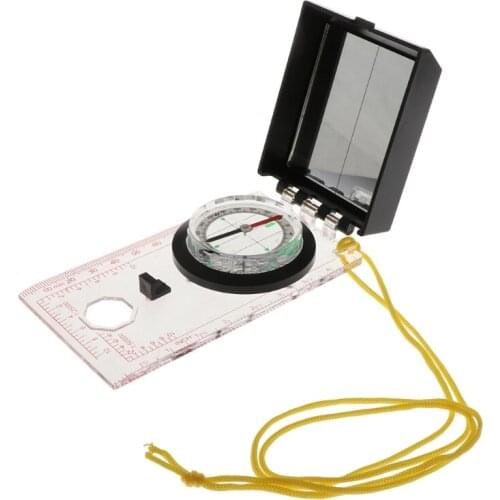 OOTDTY Map Ruler Mirror Scale Navigation Compass Scouts Survival Outdoor Camping Kits