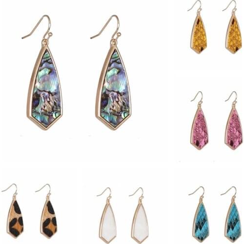 2020 Summer New Kit Shape Pearl Surface Drop Earrings New Triangle Colorful PU Leather Dangle Earrings Women Fashion Jewelry