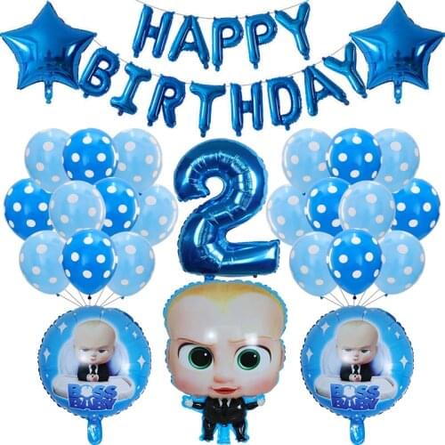 39pcs Boss Baby Aluminum Balloon Cartoon Popular Foil Helium Balloon Kids Birthday Party Supplies Boy Girl 1st 2st Birthday Toy