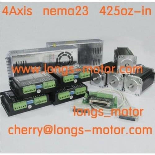 DE ship 4axis Nema23 stepper motor 425oz DUAL SAHFT 23HS9430B&Driver DM542A CNCr new Longs Motor
