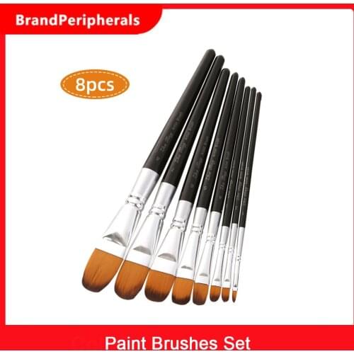 8pcs Paint Brushes Set Filbert Tips Nylon Hair Paintbrushes for Students Adults Artists Acrylic Nail Body Face Art Crafts