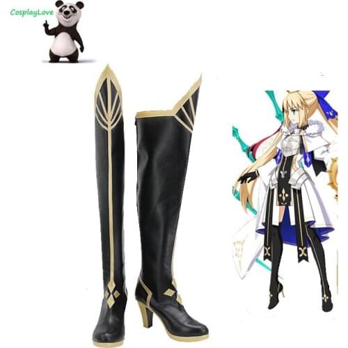 CosplayLove FGO Fate Grand Order Saber Alter Artoria Pendragon Black Cosplay Shoes Long Boots Leather Custom Made