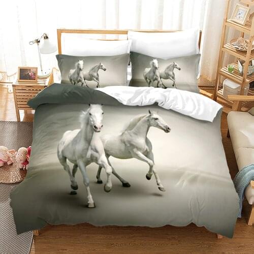Horse Bedding Set Single Twin Full Queen King Size Animal Horses Bed Set Childrens Kid Bedroom Duvetcover Sets 3D 014