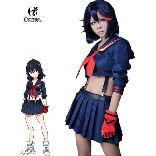 ROLECOS Anime KILL la KILL Cosplay Matoi Ryuuko Costumes Cosplay Women Girl JK School Uniform Top Tie Skirt Full Set