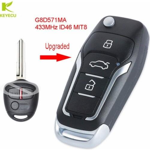 KEYECU 3 Button Upgraded Flip Remote Car Key Fob 433MHz ID46 for Mitsubishi Pajero NS and NT Series 11/2006 - 2014