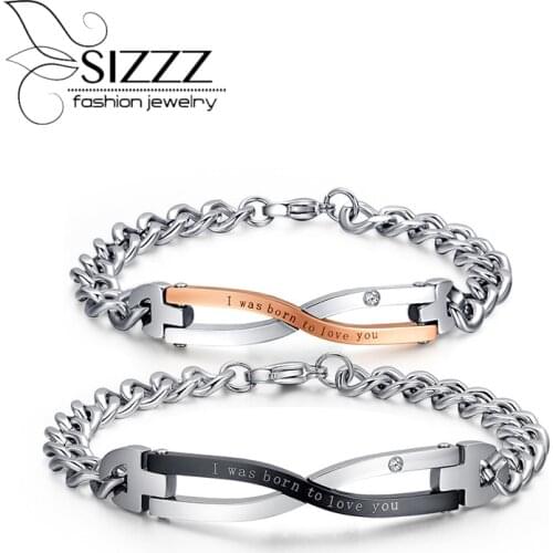 Bracelet Couples CZ Titanium Steel Women Men Link Chain Charm Bracelets Famous Brand Jewelry Hot Sale