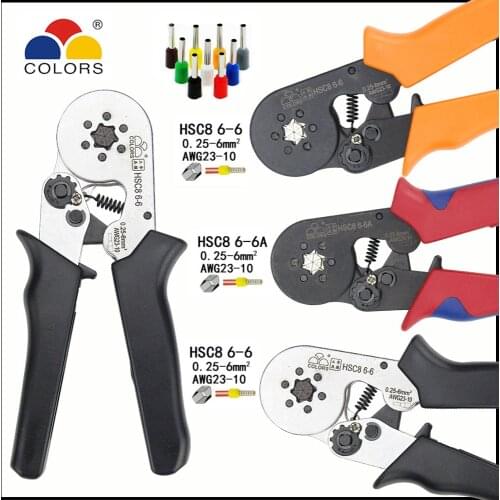 Plier HSC8 6-6B HSC8 6-6 HSC8 6-6A tool mini self-adjustable crimping plier 23-10AWG crimping capacity 0.25-6mm2 length 175mm
