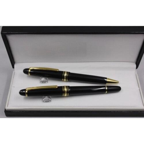 Luxury Pen Monte Black Resin Gold and Silver Meisterstuck 145 Roller Ball Blance Signature Fountain Pen Office Supplies Gift