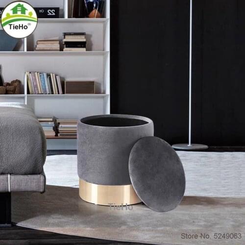 Luxury round sofa stool ottoman storage stool dressing table stool storage stool pouffe pouf size 36x42cm