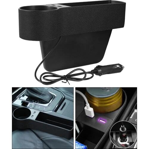 Gap Filler W/2 USB Ports & Cup Holder Card Phone Organizer Side