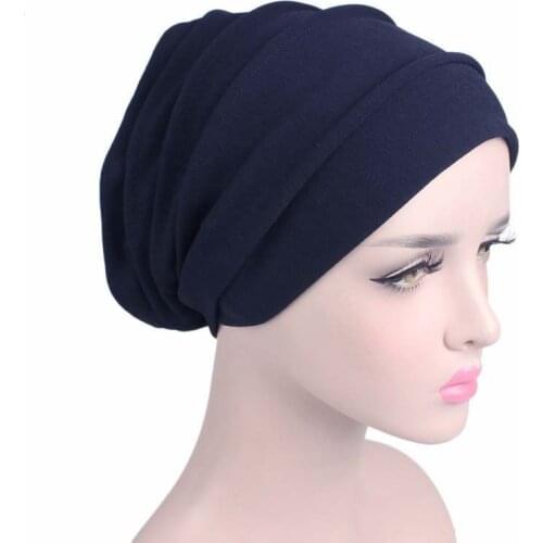 Women Cotton Breathe Hat New Womens Hijabs Turban Elastic Cloth Head Cap Hat Ladies Hair Accessories Muslim Scarf Cap Wholesale
