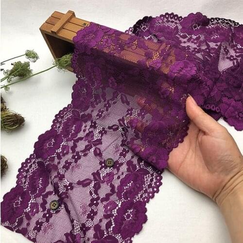 1 Meter Purple Color Handmade Hair Decoration Wide Elastic Lace Trim Wedding Dress Skirt Stretch Lace Fabric 20cm Width