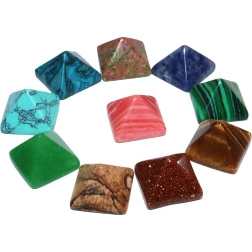 10pcs/Lot Natural Geometric Square Pyramid Agates Quartz Stone Beads Cameo Fit Pendant For Jewelry DIY Accessories Necklace