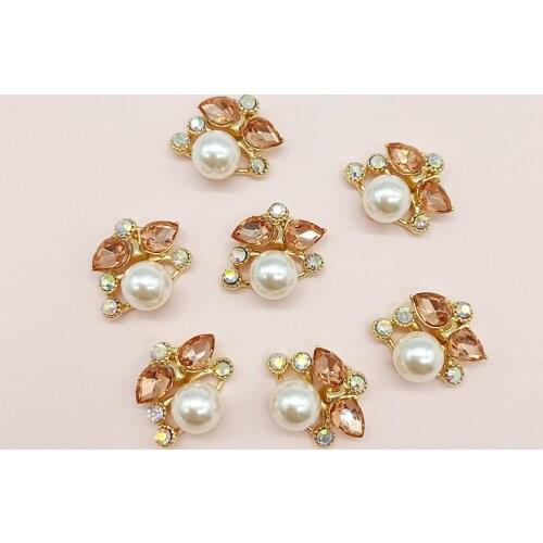 10pcs/lot High-grade Alloy Flower Pearl Button Flatback for Clothing Coat Jacket Windbreaker Shirt Wedding Decoration