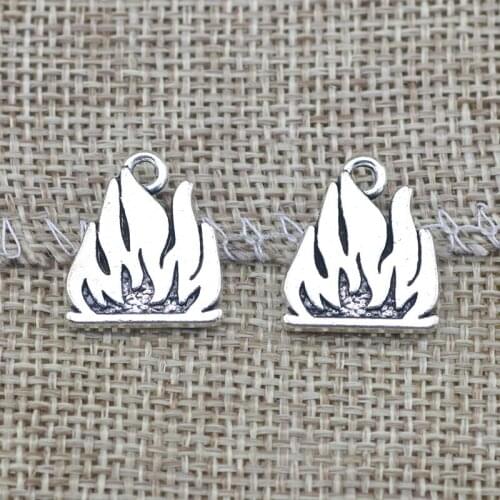 10 Piece 16*18mm Mixed Alloy Antique Silver Color Bonfire Charms Bracelet Keychain Pendant Accessory For DIY Jewelry Making