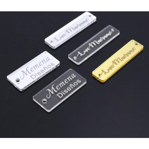 100x Personalized Rectangular Labels, Clothing, Shoes & Hat Labels, Custom Acrylic Mirror Clothing Logo, Boutique Box Tag Decora