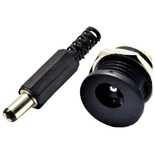 5.5X2.1mm 5pcs DC Female Jack + 5pcs Socket Connector Black