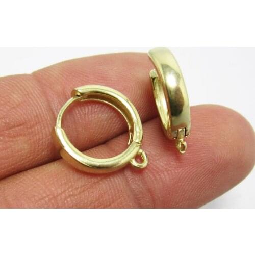 Brass leverback Earrings clasps 17x15mm Round circle Raw brass ear hooks with bail -6pcs R1017