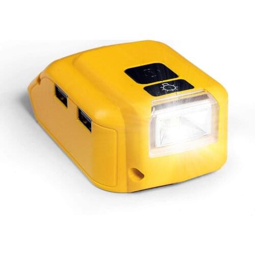 Adapter LED Light Working Lamp USB Mobile Phone Charger DC 12V Output For Dewalt 14.4V 18V Li-ion Battery DCB140 DCB183 DCB203