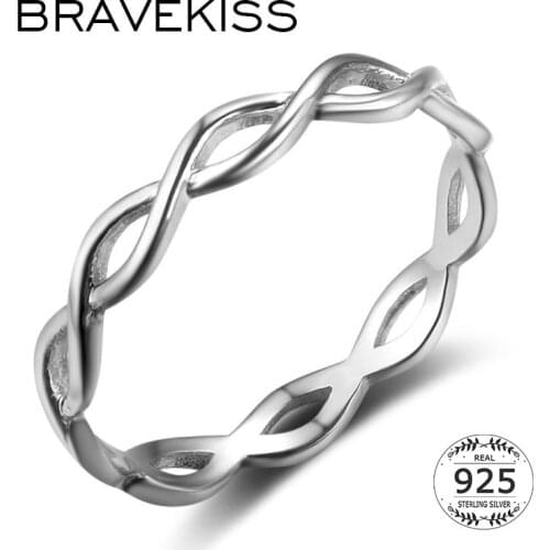 BEAVEKISS 925 Sterling Silver Infinity Rings For Women Finger Twist Of Fate Cross Ring Band New Hollow Braided Jewelry BLR0468