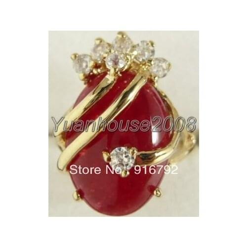 Free P&P *******Noblest GP red stone rhinestone ring size 6-9