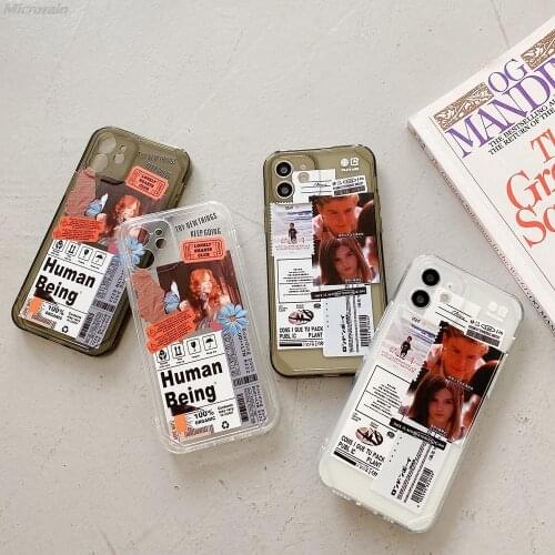 Butterfly Girl Tags and Couple Dialogue Tags Transparent Case For iPhone 12 11 Pro Max 7 8 Plus XR X SE2020 TPU Soft Cover Funda