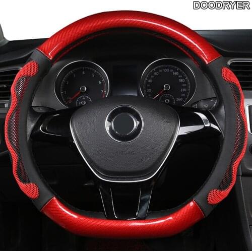 DOODRYER Carbon Fiber Leather Car Steering Wheel Cover For Isuzu D Max Trooper Rodeo Mux Ertiga APV Ignis Edition SX4
