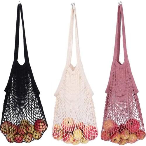 Cotton Mesh Net String Shopping Bag Reusable Foldable Fruit Storage Handbag Totes Women Shopping Mesh Net Grocery Tote Bag 2020