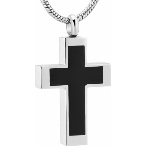 IJD11124 High Quality Cremation Cross Jewelry for Ashes Urn Pet/Human Stainless Steel Keepsake Pendant for Men Memorial Necklace