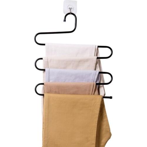 Space-saving S-type pants rack multi-layer pants clip spacing reasonable wardrobe multi-function hanging pants rack not easy to