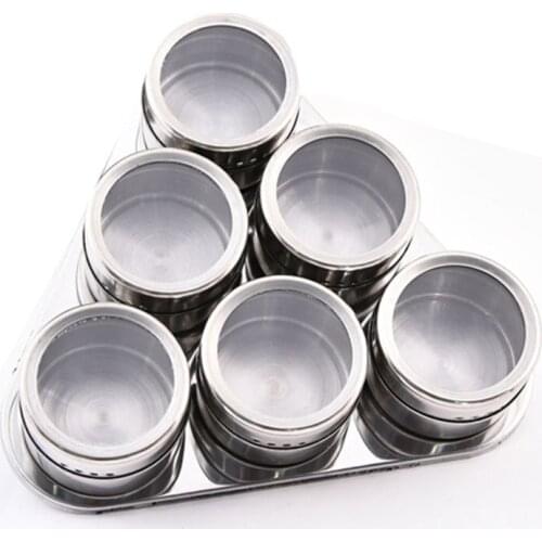 Magnetic Spice Jars with Holder Stainless Steel Container Set with Rack Spice Tins Spice Seasoning Containers Pepper Jar