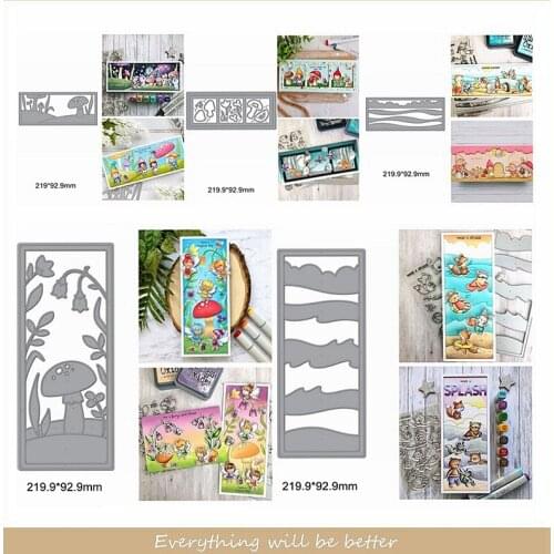 Mushroom Waves Flower Grassy Beach Frame Background Metal Cutting Dies For DIY Scrapbook Craft Make Cards Die Cut Decorate Paper