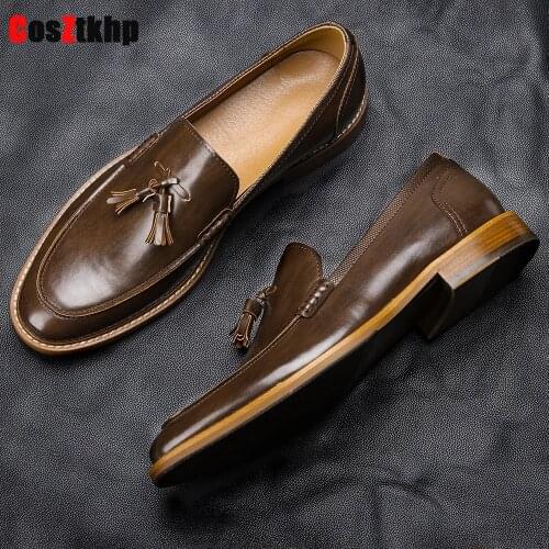 Mens casual shoes Leather Loafers Size 7-12 business Men dress shoes Gentlemans oxford shoes for men #AL701
