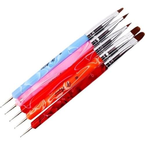 5PCS/set Nail Art Design Set Dotting Painting Drawing Polish Brush Pen Tools Pusher Tool Acrylic UV gel nail polish DIY Multiuse