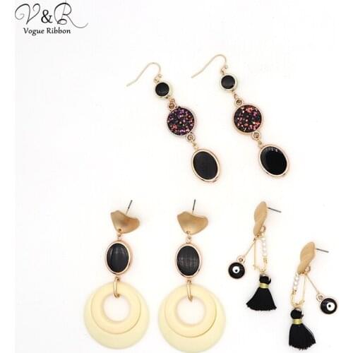 Newest DIY Handmade Jewelry Making Tassel Frange Simulated Pearl Glitter Beaded Charms Pendants Black Drop Earring Set DIY-136