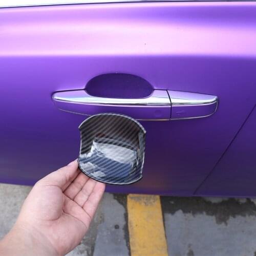 4pcs Carbon Fiber ABS Car Door Handle Bowl Cover Trim Sticker Decoration For Jaguar XE XF Car Styling Accessories