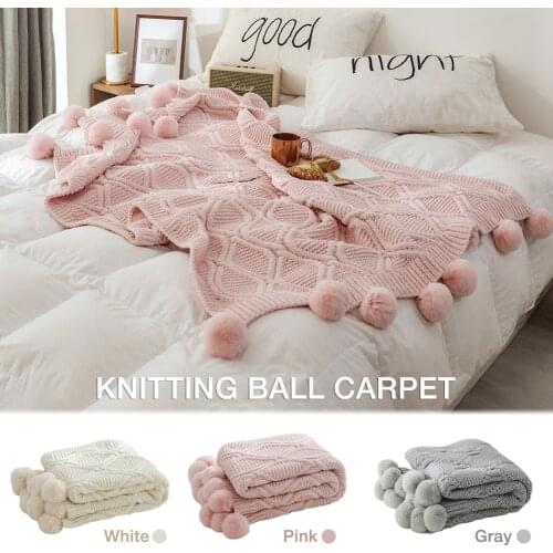 New Blanket Chenille Knitting Ball Carpet Nordic Decorative Blanket Air Conditioning Sofa Blanket Soft Plush Solid Color