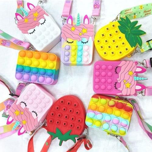In Stock Kawaii Coin Purse Pops Fidget Toys Reliver Stress Toy Rainbow Push Bubble Simpl Dimmer Antistress Child Toy Wholesale