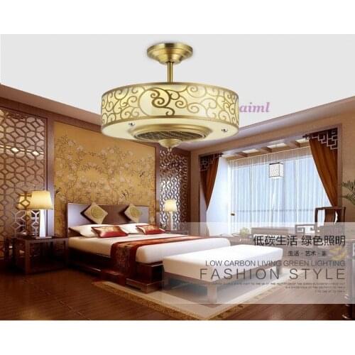 Ceiling Fans lamp LED Anion 65cm Copper Frequency conversion motor Traditional ceiling fan light dimmer Remote control 85-265V