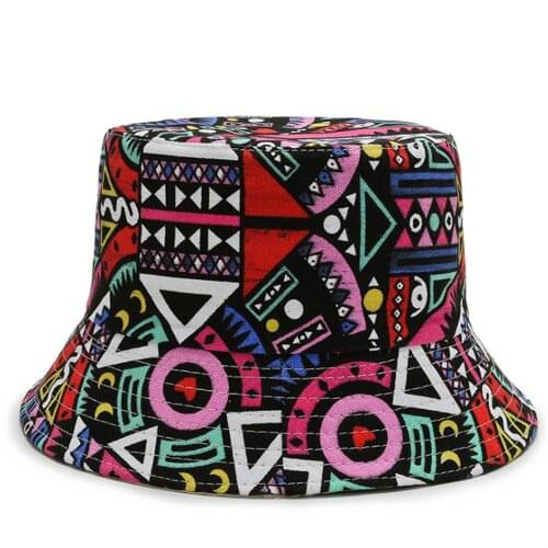 New floral color fisherman hat female print outdoor sunshade retro basin hat men and women the same trendy sunscreen hat
