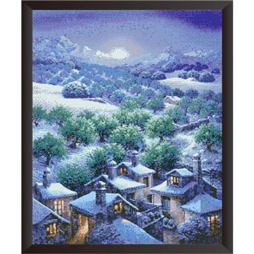 Snowy Dusk (1) Patterns Cross Stitch Kits Printed Counted Embroidery Sets 11CT 14CT DIY Handmade Needlework Home Decor Paintings