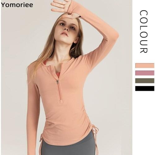 Yoga Top Casual Slim Quick Dry Running Zipper Exercise Women Long Sleeve For Women Gym Crop Top Workout Fitness Tights Yomoriee