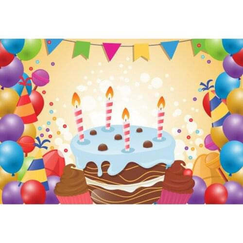 Birthday Cake Small Flag Balloon Background Party Birthday Party Vinyl Photography Props Decoration Background Painting