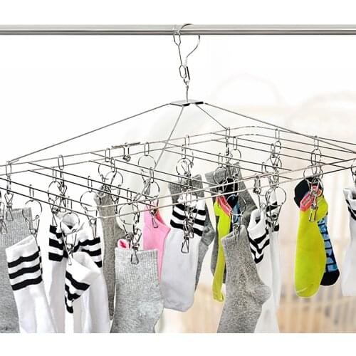 Stainless Steel Drying Hanger Round Square Plum Shape Drying Shelf Sock Underwear Outdoor Rack Hanger Multifunctional Towel Clip