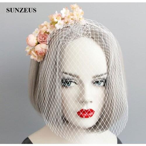 Flora Charming Wedding Hats for Bridal Headband with Face Veils Wedding Hats for Women Party Veil Hats S32