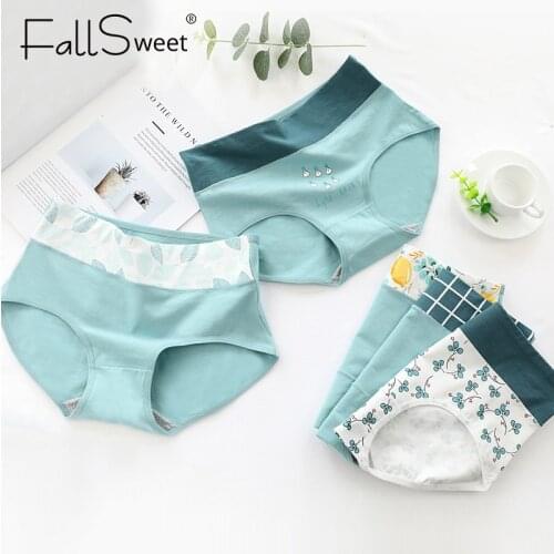 FallSweet Seamless Panties Women High Waist Cotton Briefs Breathable Cute Lingerie